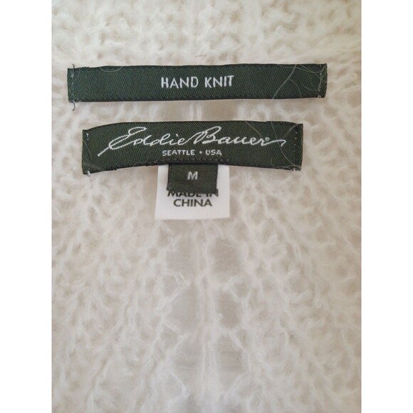 Eddie Bauer handknit mohair blend sweater vest womens M ivory soft light layer - Picture 2 of 10